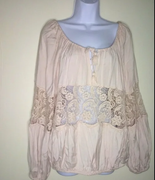 Free People Boho full center Lace long sleeve top - Picture 6 of 13